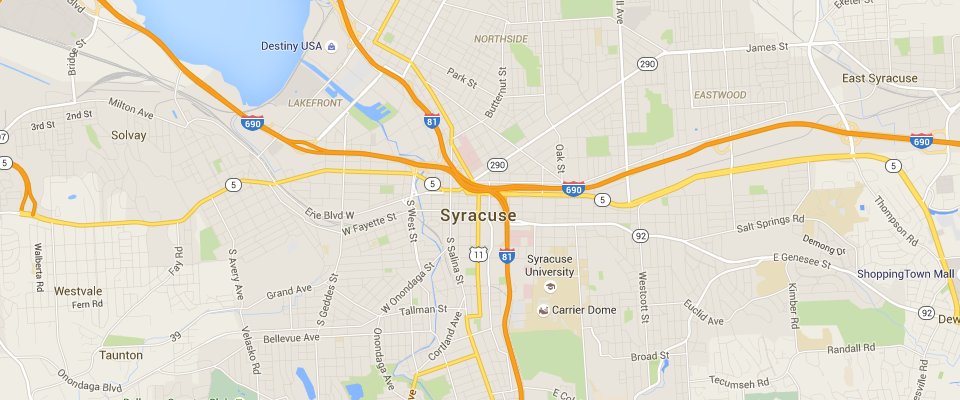 Syracuse Waste Dumpster Rental Service Map